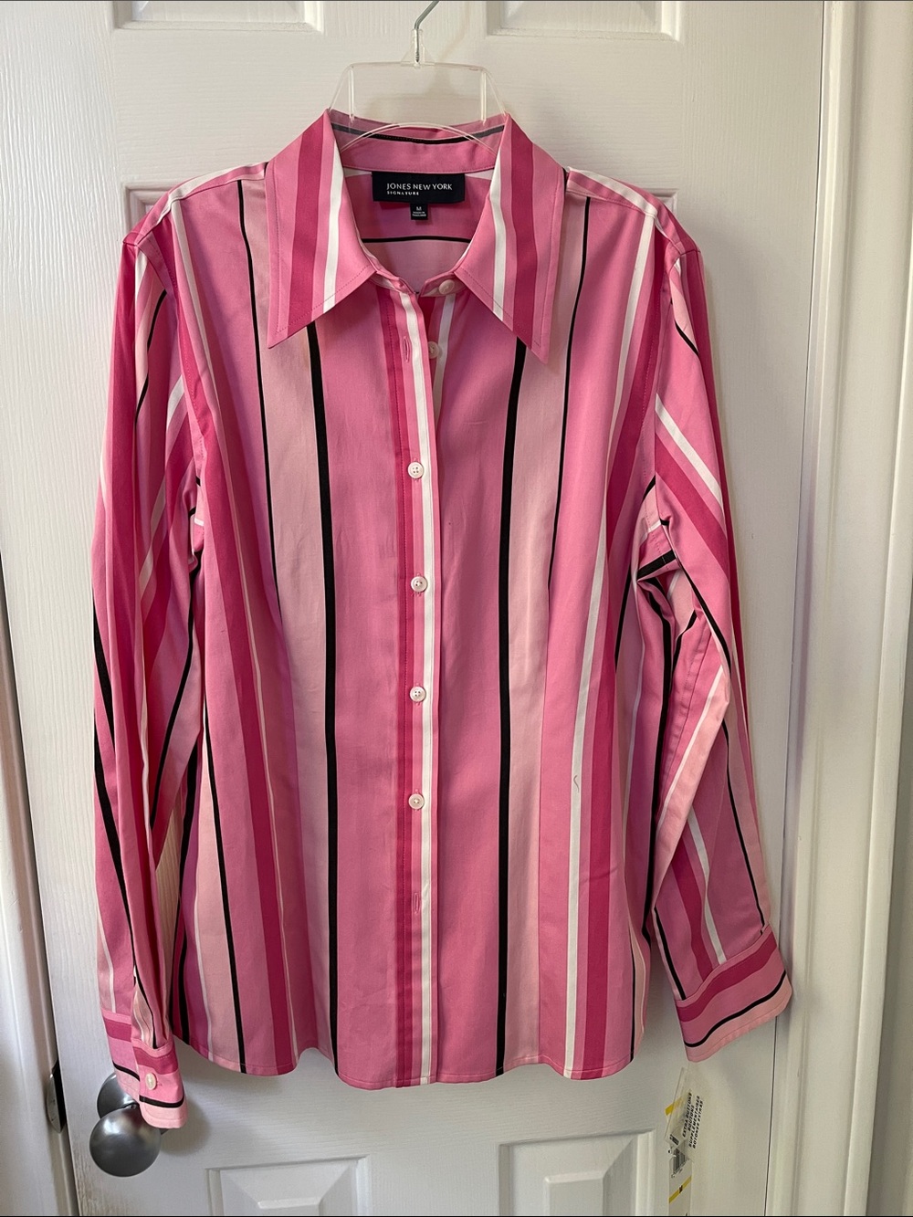 Jones New York Pink Multi-Stripe Dress Shirt